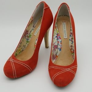 Lovely People Orange Suede Platform Heels